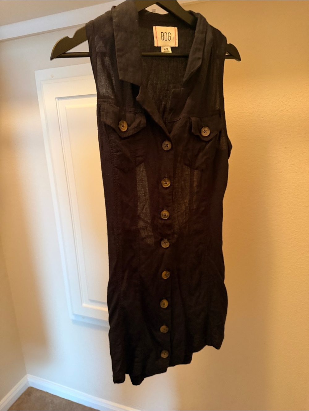 BDG Black Sleeveless Button-Front dress